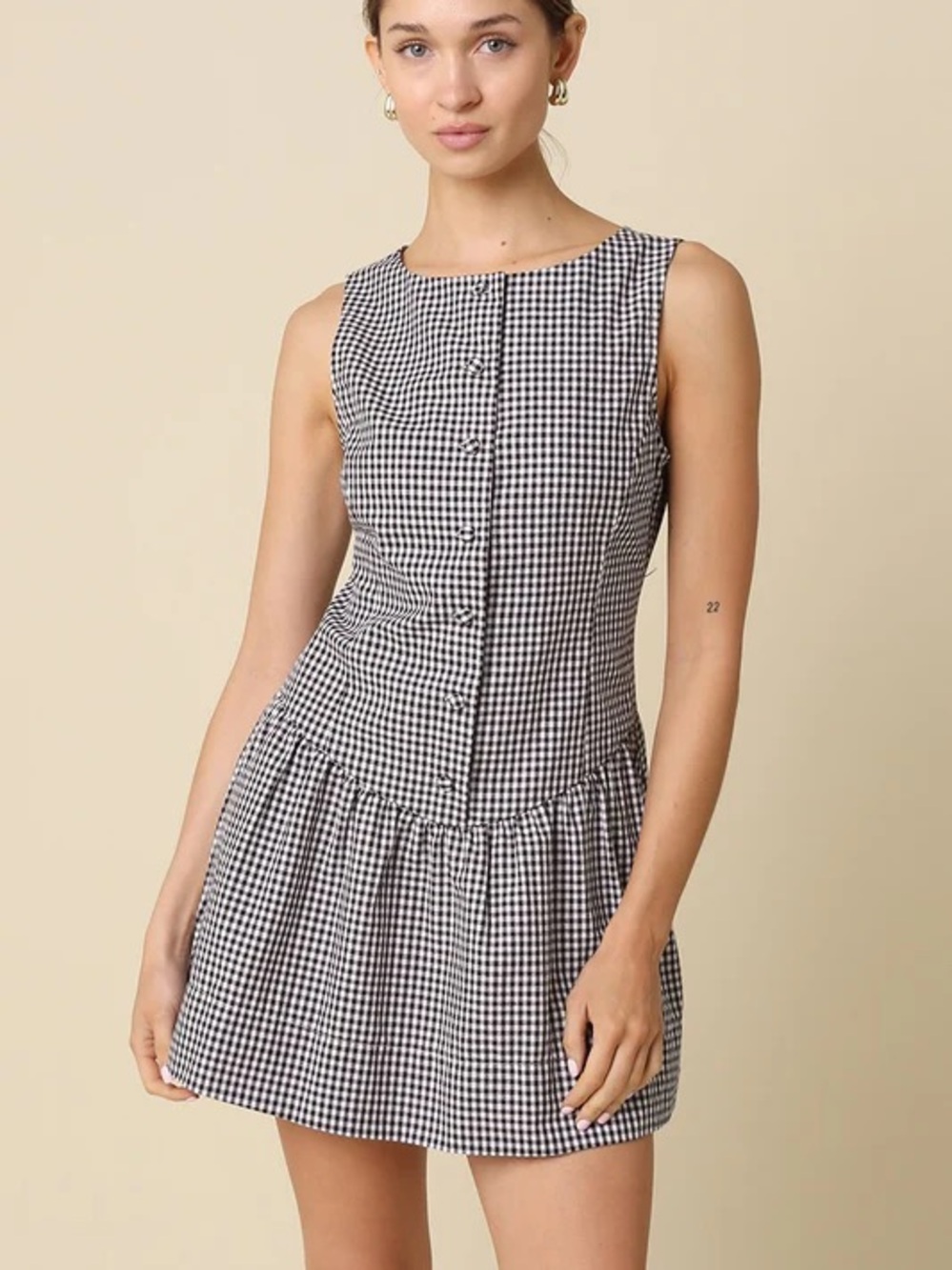 wild fable Black and White Gingham Mini Dress